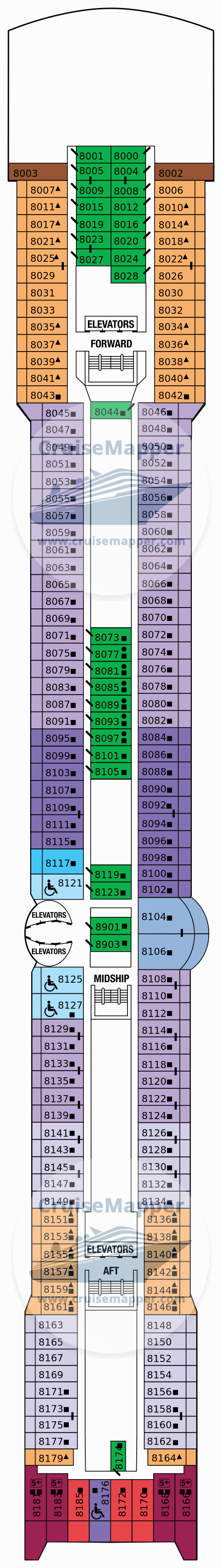 Celebrity Summit deck 8 plan CruiseMapper