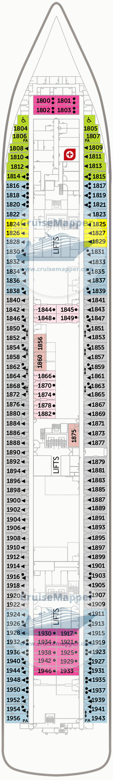 ms Rotterdam deck 1 plan | CruiseMapper