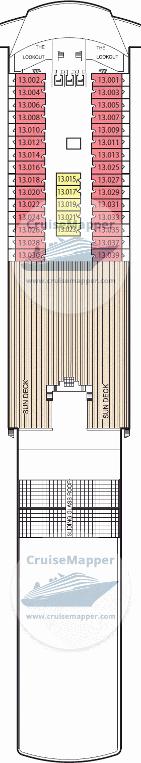 Queen Mary 2 Deck 13 - Cabins-Sundeck