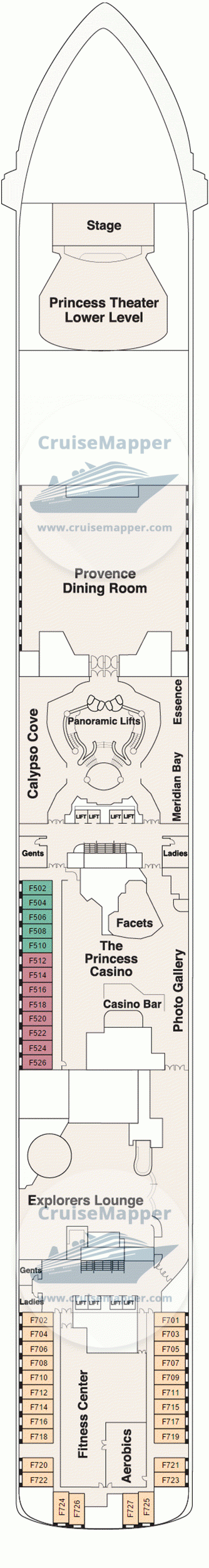 Island Princess Deck 06 - Fiesta-Cabins-Dining-Casino-Shops