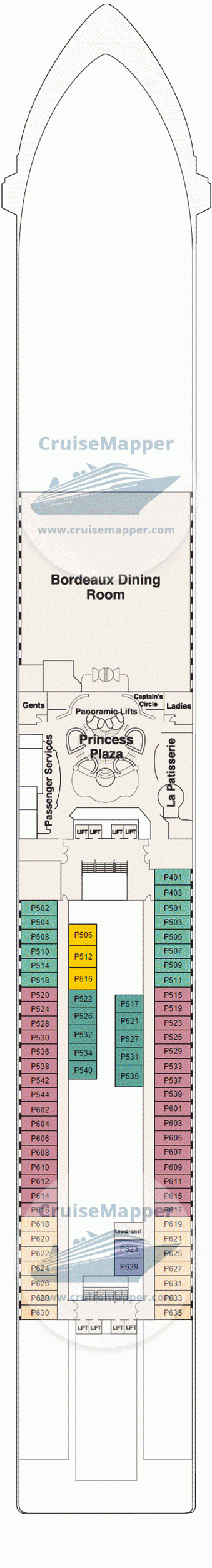 Island Princess Deck 05 - Plaza-Cabins-Dining-Lobby