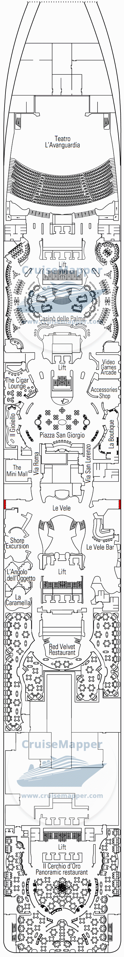 MSC Fantasia Deck 06 - Magnifico-Restaurants-Casino-Shops