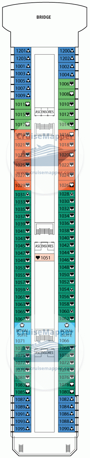 Pullmantur Zenith Deck 10 - Atlantic-Bridge-Cabins