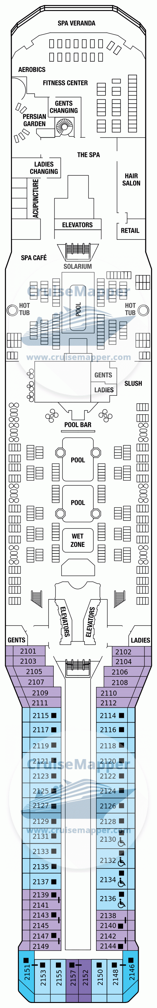 Celebrity Equinox Deck 12 - Resort-Cabins-Spa-Pools