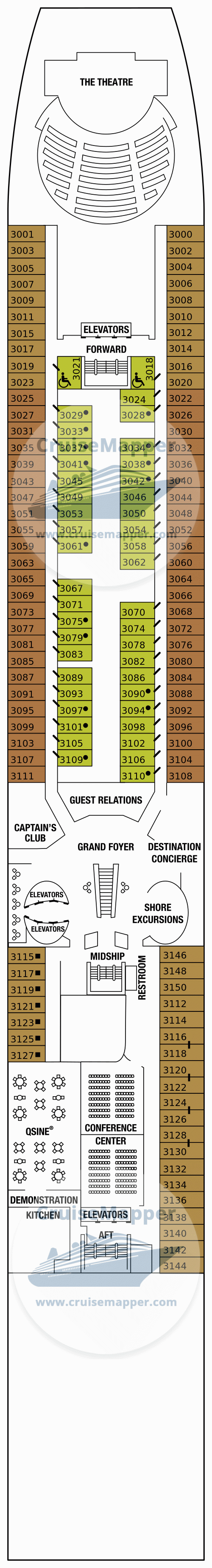 Celebrity Constellation Deck 03 - Plaza-Cabins