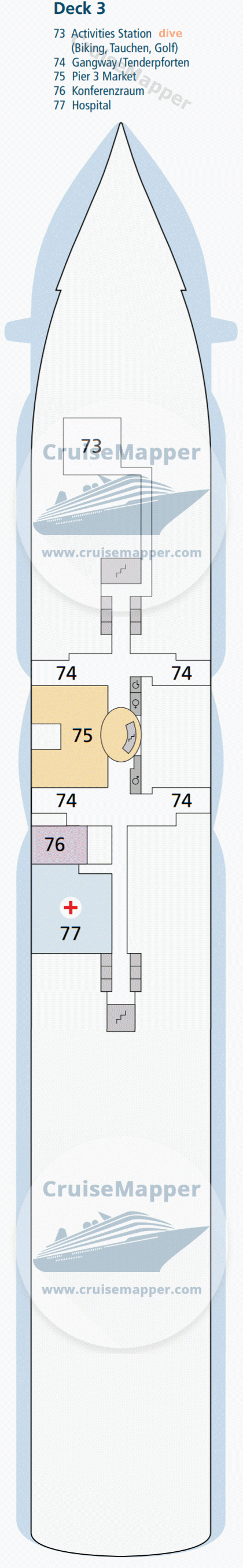 AIDAprima Deck 03 - Tendering-Hospital