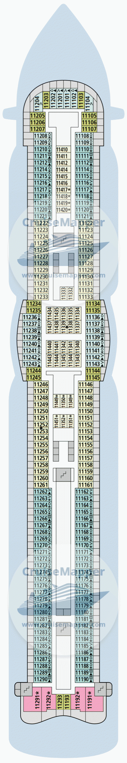 AIDAprima Deck 11 - Cabins