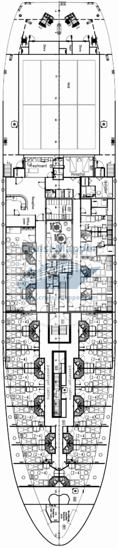 JSC Admiral Nevelskoy ferry Deck 03 - Cargo Deck1-Cabins-Lobby-Hospital