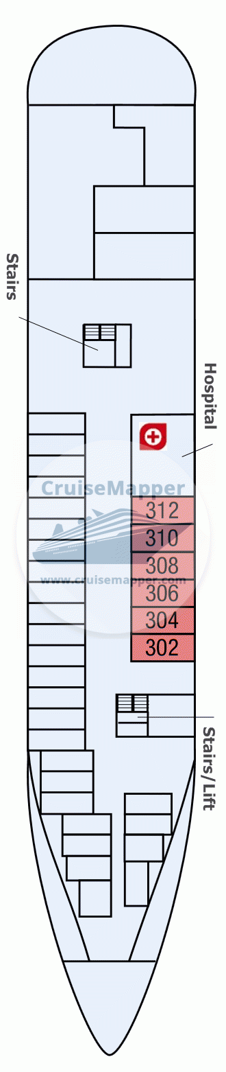 MS Seaventure Deck 03 - Cabins-Hospital-Crew