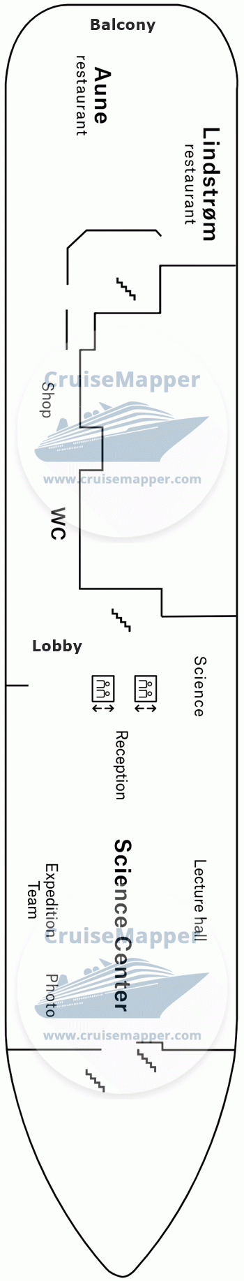 MS Fram Deck 04 - Lobby-Dining-Science Center