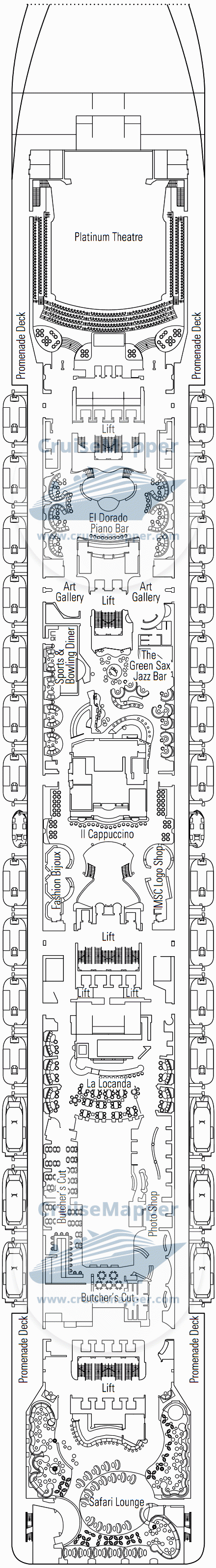 MSC Preziosa Deck 07 - Rubino-Promenade-Lounge