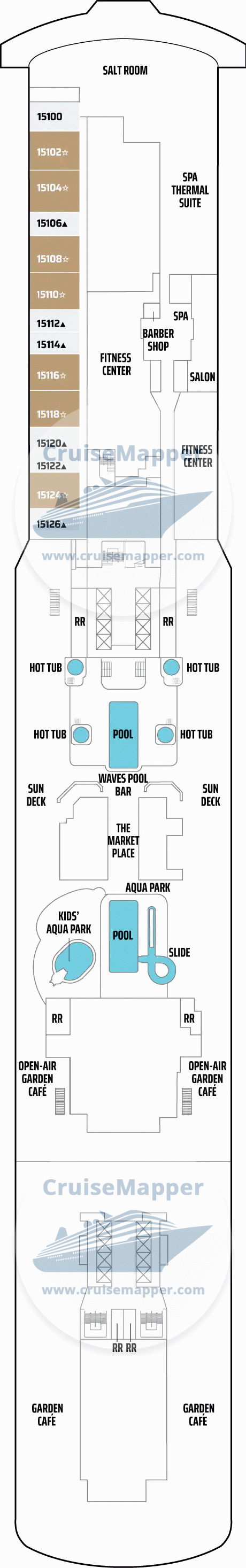 Norwegian Getaway Deck 15 - Spa-Lido-Pool