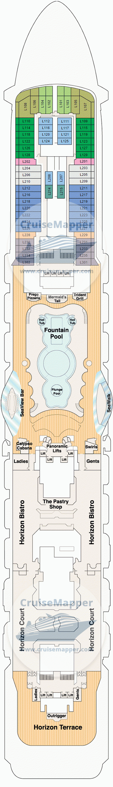 Regal Princess Deck 16 - Lido-Pools-Cabins