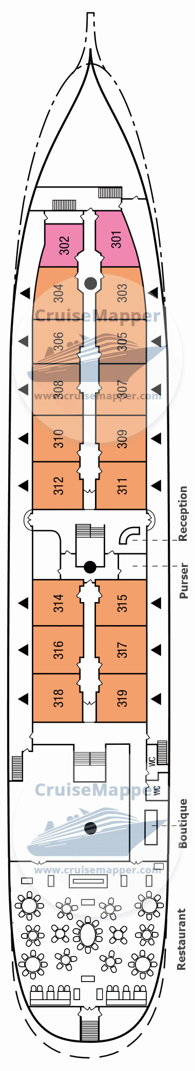 Sea Cloud 2 Deck 03 - Promenade-Lobby