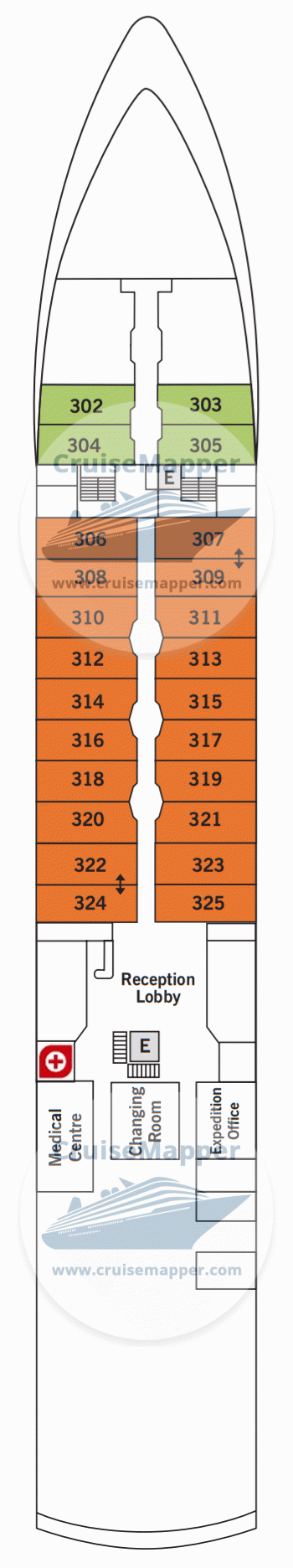 Exploris One Deck 03 - Lobby-Cabins-Hospital