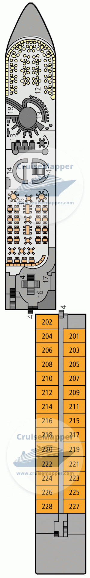 Arosa Stella Deck 02 - Main-Lobby-Dining-Lounge