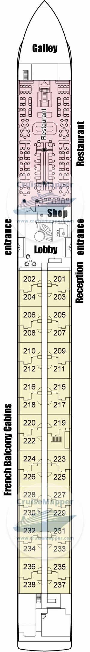 Century Star Deck 02 - Main-Cabins-Restaurant-Lobby