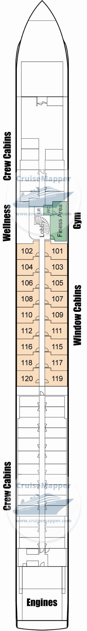 Century Star Deck 01 - Lower-Cabins-Crew-Wellness