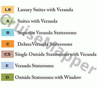 American Empress deck 4 plan (Vista View) legend