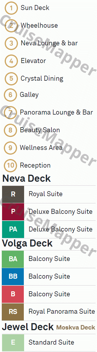 Scenic Tsar deck 3 plan (Neva-Lounge) legend