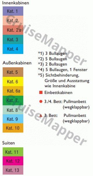 MS Hamburg deck 2 plan legend