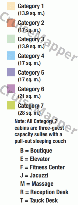 MS Esprit deck 1 plan (Emerald) legend