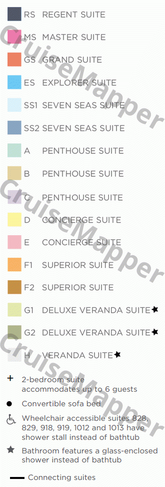 Seven Seas Explorer deck 14 plan (Regent Suite) legend