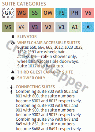 Seabourn Encore deck 3 plan (Marina) legend