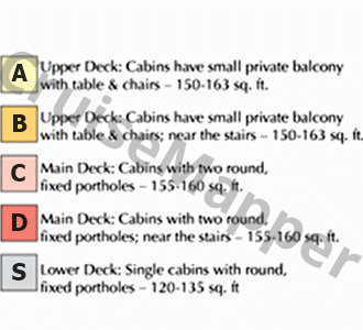 MV Arethusa deck 3 plan (Upper) legend