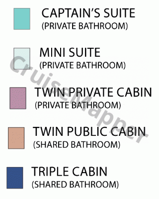 MV Polar Pioneer deck 3 plan (Main-Dining-Cabins) legend