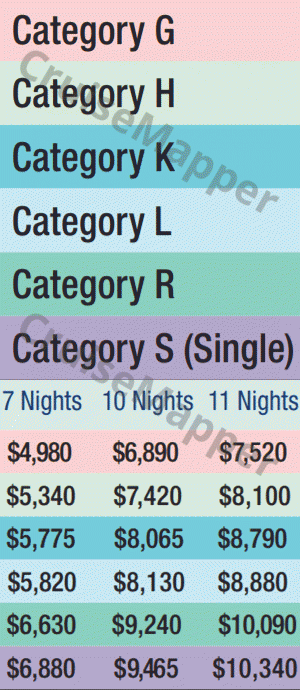 Pearl Mist deck 2 plan (2nd-Atlantic Lounge) legend