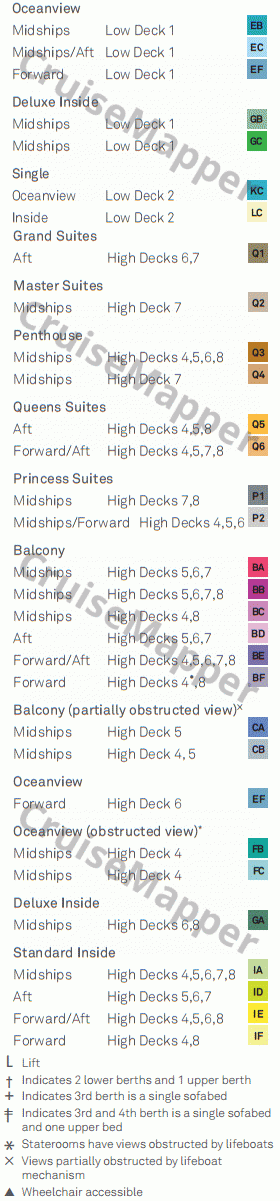 Queen Victoria deck 12 plan legend