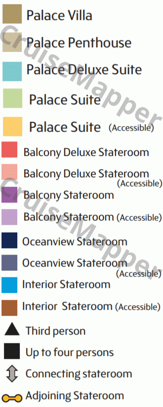 Aroya Manara deck 13 plan (Cabins) legend