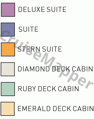 MS Lord Byron deck 3 plan (Upper-Diamond-Lobby-Lounge) legend