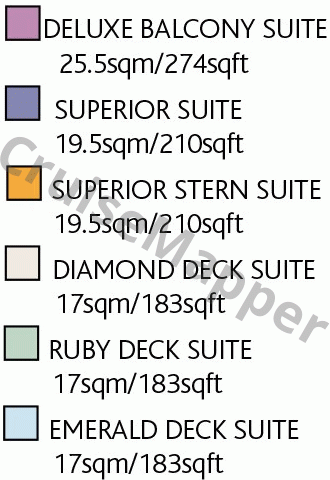 MS Lord Tennyson deck 3 plan (Upper-Diamond-Lobby-Lounge) legend