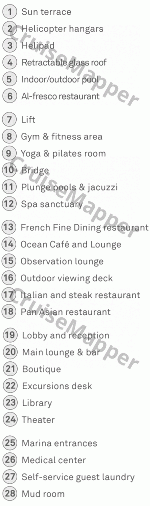 Scenic Eclipse 2 deck 4 plan (Lobby-Dining) legend