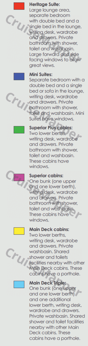 Professor Khromov deck 3 plan (Main-Dining-Cabins) legend