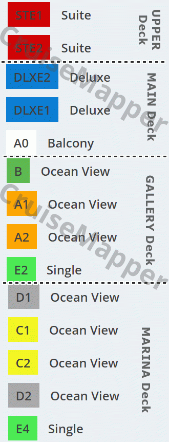 Golden Horizon deck 4 plan (Upper-Pools-Suites) legend