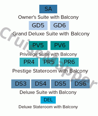 Le Laperouse deck 2 plan (Marina-Blue Eye Lounge) legend