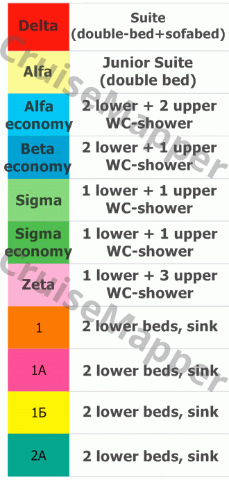 MS Kapitan Pushkarev deck 1 plan (Lower-Spa) legend