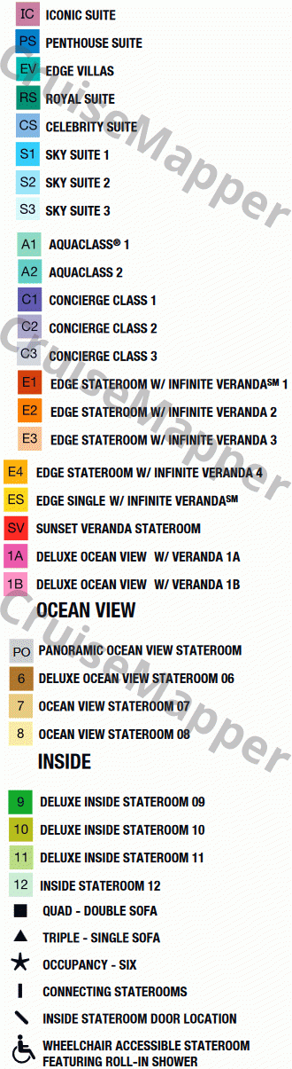 Celebrity Edge deck 6 plan (Cabins-Eden3) legend
