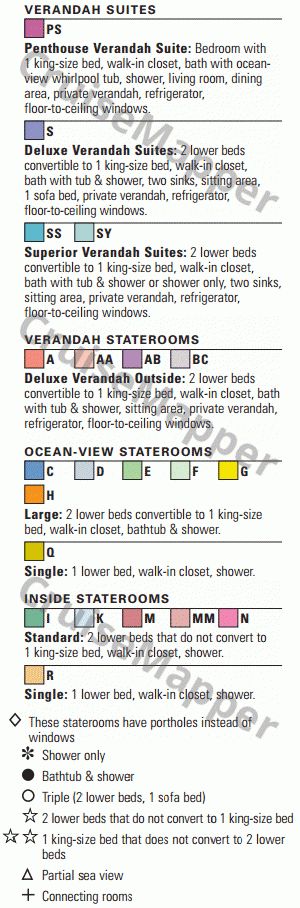 Amera deck 20 plan (Prinsendam deck 11-Lido) legend