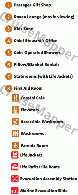 Northern Adventure ferry deck 7 plan (Cabins) legend