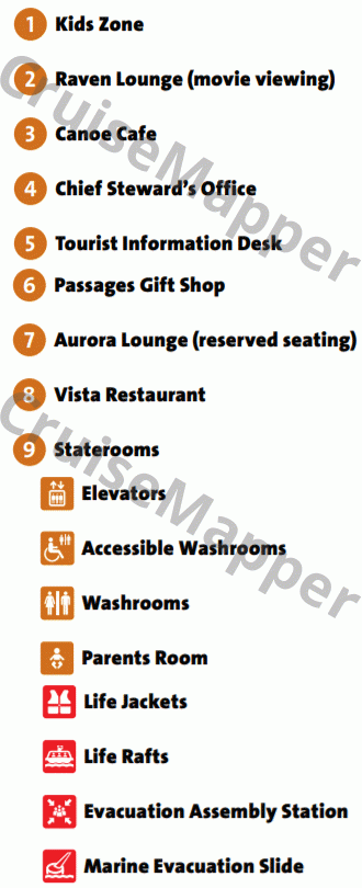 Northern Expedition ferry deck 6 plan (Cabins-Sundeck) legend