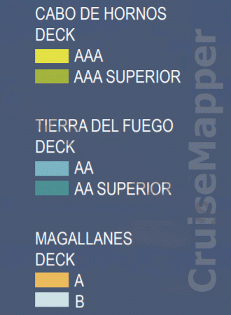 MV Ventus Australis deck 1 plan (Patagonia-Dining) legend