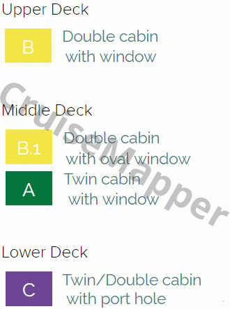 Adriatic Princess 2 yacht deck 1 plan (Lower-Cabins) legend