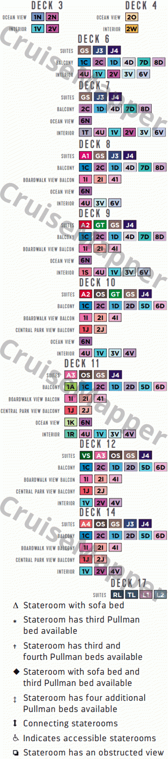 Symphony Of The Seas deck 10 plan (Cabins) legend
