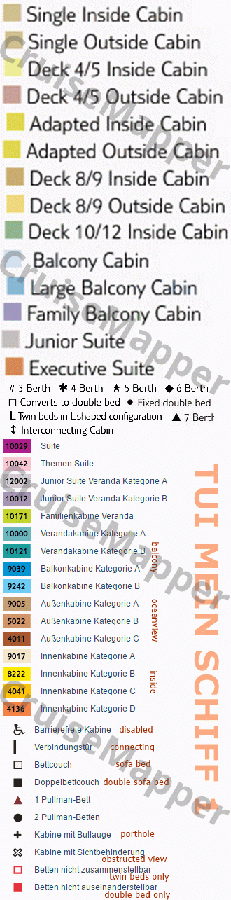 Marella Explorer deck 5 plan (Cabins-Lobby) legend