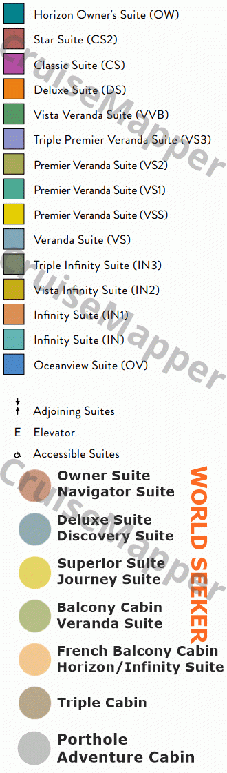 World Seeker deck 5 plan (Cabins) legend
