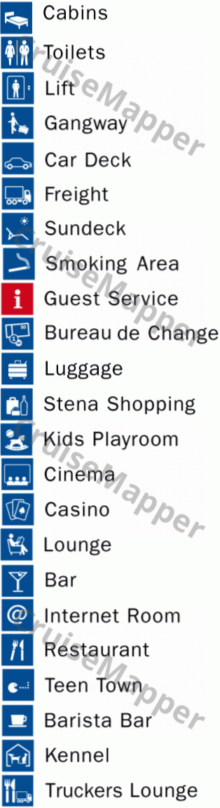 Stena Hollandica ferry deck 10 plan (Cabins) legend